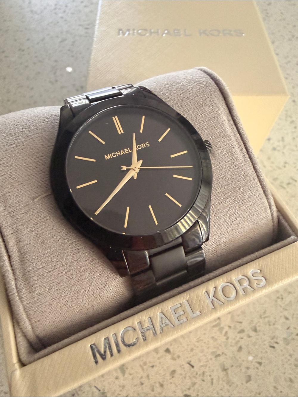 Michael Kors Black and Gold Minimalist Bracelet Watch - Picture 2 of 2